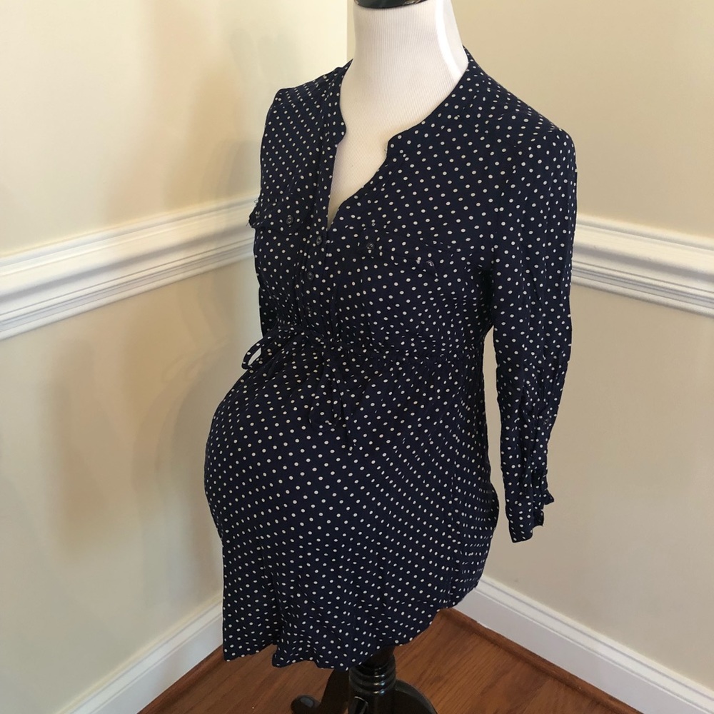Motherhood maternity polka dot navy shirt